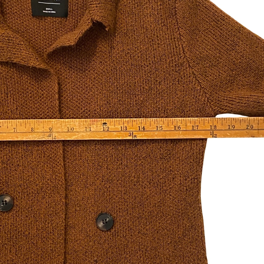 Active USA Women Rust Brown Double Breasted Knit Cardigan Sweater Small Academia - Picture 7 of 9